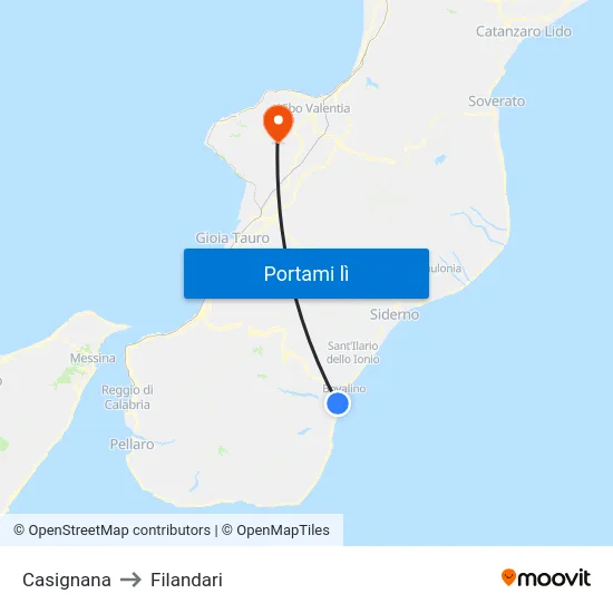 Casignana to Filandari map