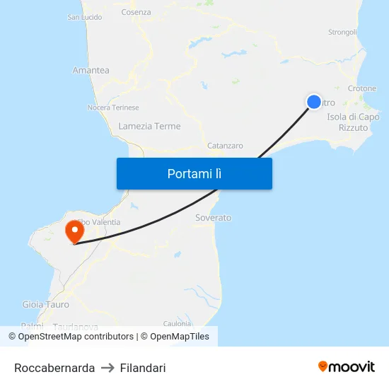 Roccabernarda to Filandari map