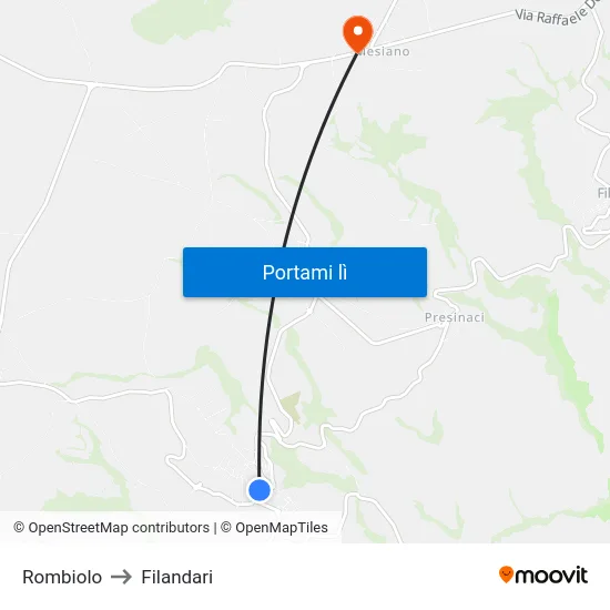 Rombiolo to Filandari map