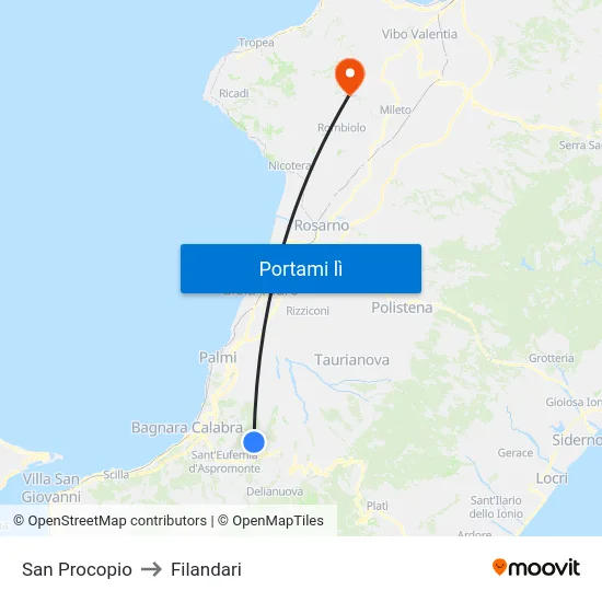 San Procopio to Filandari map