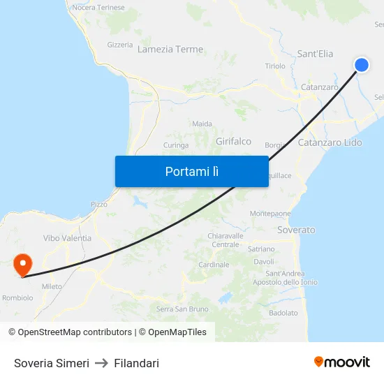 Soveria Simeri to Filandari map