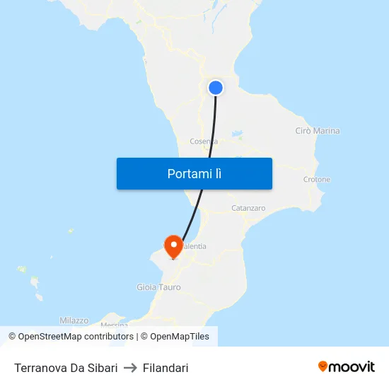Terranova Da Sibari to Filandari map