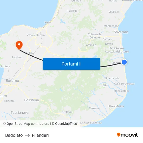 Badolato to Filandari map