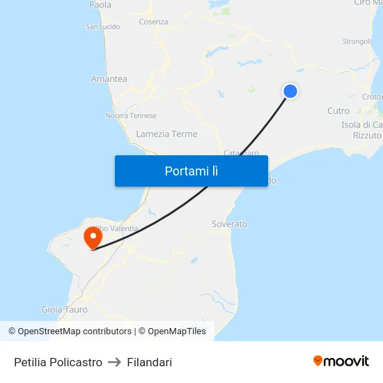 Petilia Policastro to Filandari map