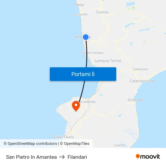 San Pietro In Amantea to Filandari map