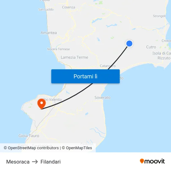 Mesoraca to Filandari map