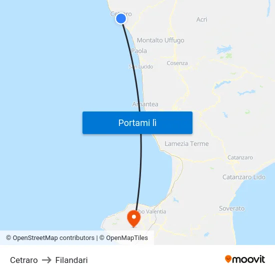 Cetraro to Filandari map