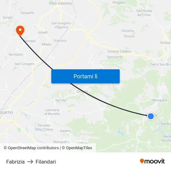 Fabrizia to Filandari map