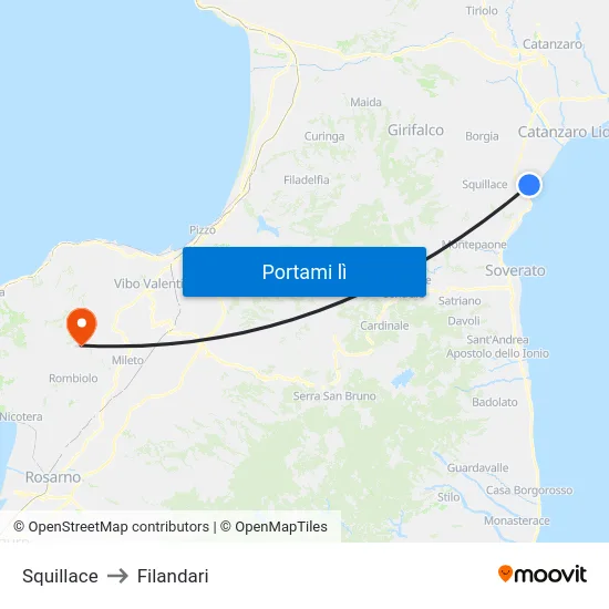 Squillace to Filandari map
