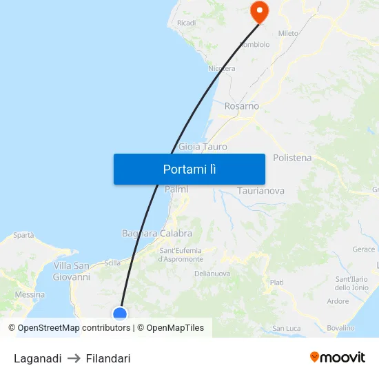 Laganadi to Filandari map