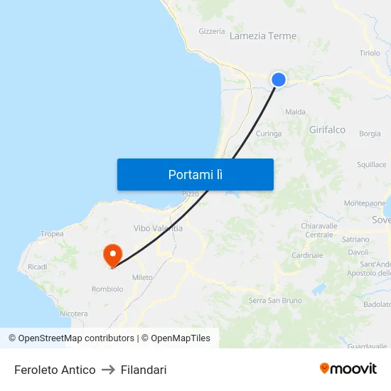 Feroleto Antico to Filandari map