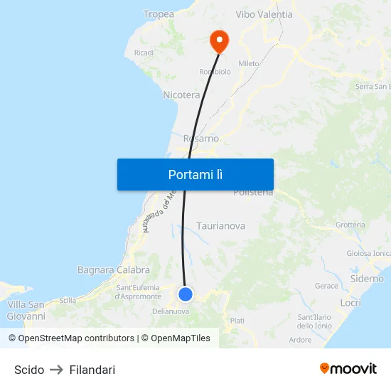 Scido to Filandari map
