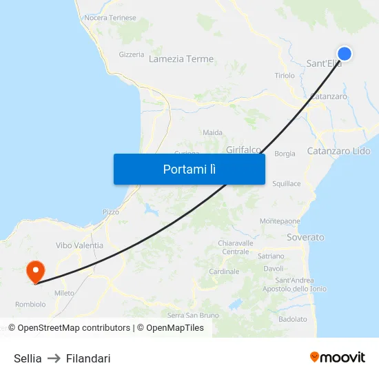 Sellia to Filandari map