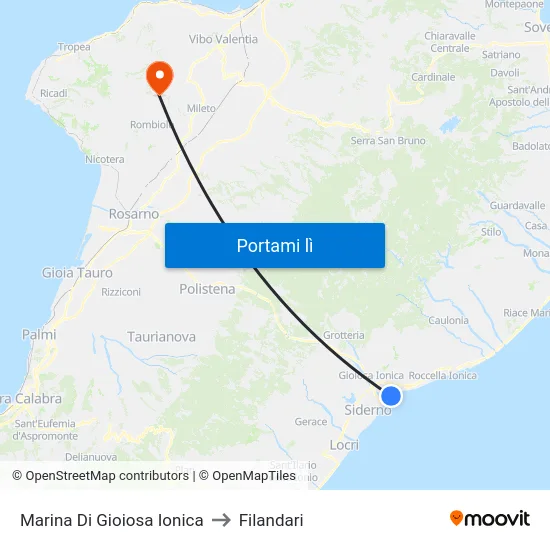 Marina Di Gioiosa Ionica to Filandari map