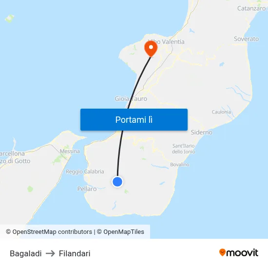 Bagaladi to Filandari map