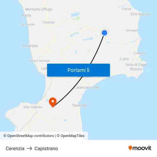 Cerenzia to Capistrano map