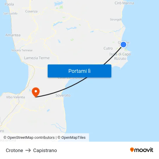 Crotone to Capistrano map