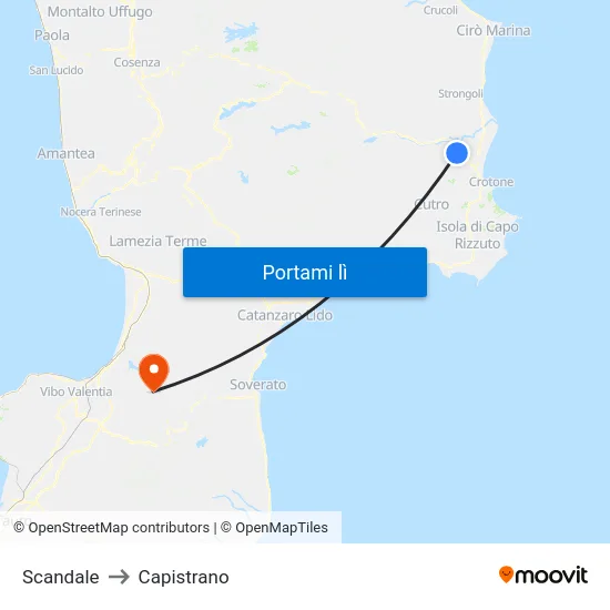 Scandale to Capistrano map