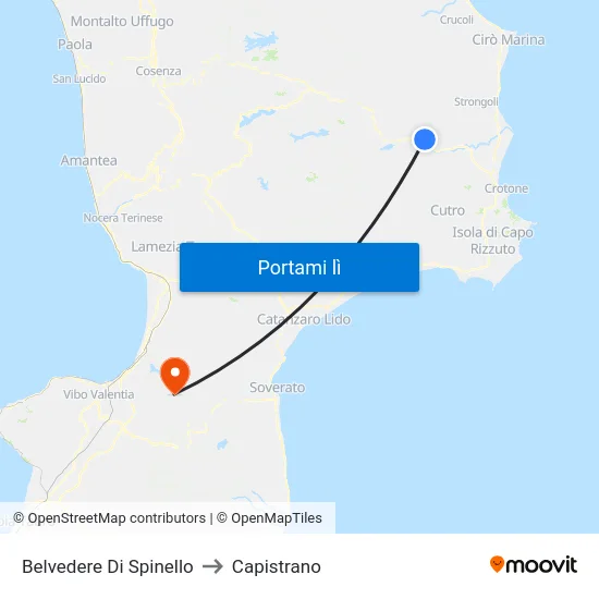 Belvedere Di Spinello to Capistrano map