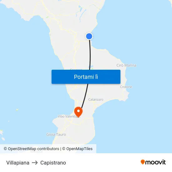 Villapiana to Capistrano map