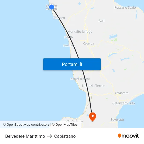 Belvedere Marittimo to Capistrano map
