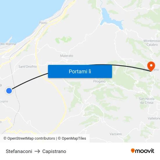 Stefanaconi to Capistrano map