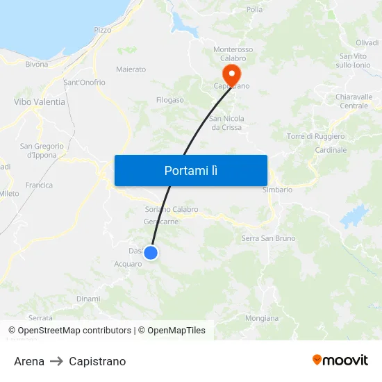 Arena to Capistrano map