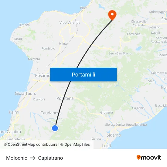Molochio to Capistrano map