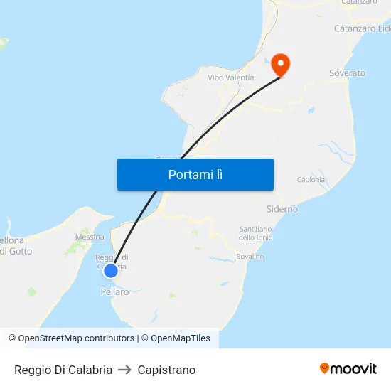 Reggio Di Calabria to Capistrano map