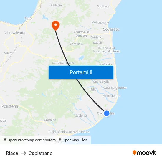 Riace to Capistrano map