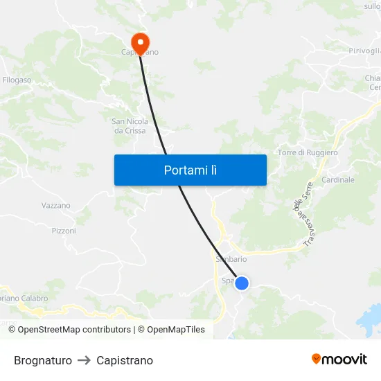 Brognaturo to Capistrano map