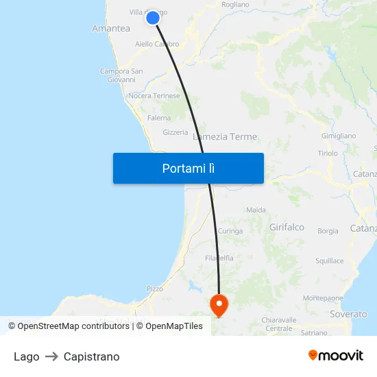 Lago to Capistrano map