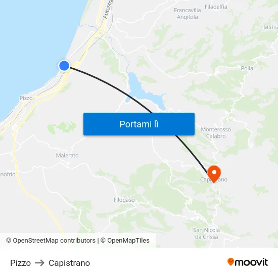 Pizzo to Capistrano map