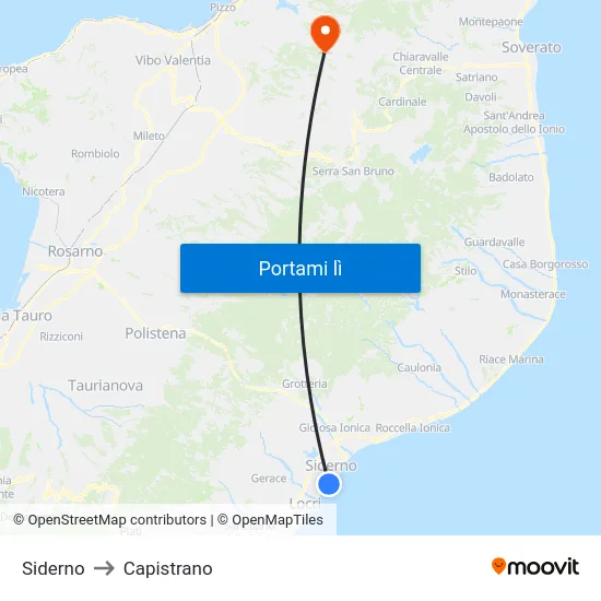 Siderno to Capistrano map