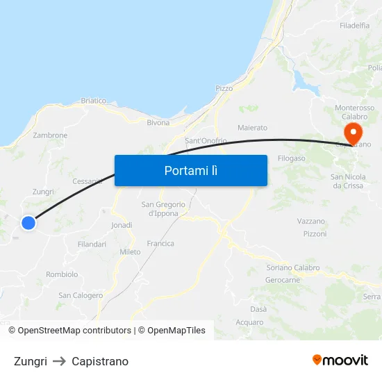 Zungri to Capistrano map
