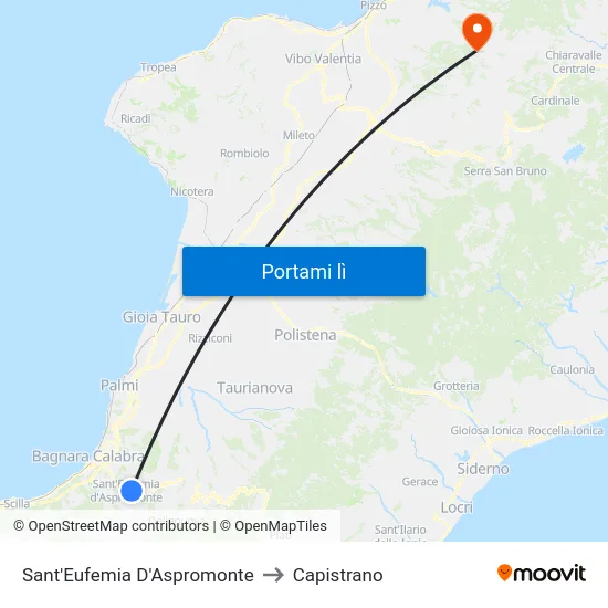 Sant'Eufemia D'Aspromonte to Capistrano map