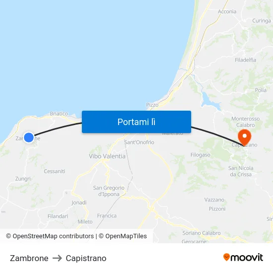 Zambrone to Capistrano map