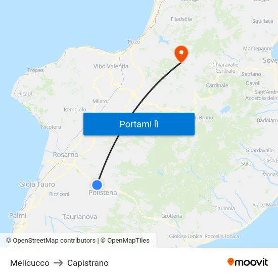 Melicucco to Capistrano map