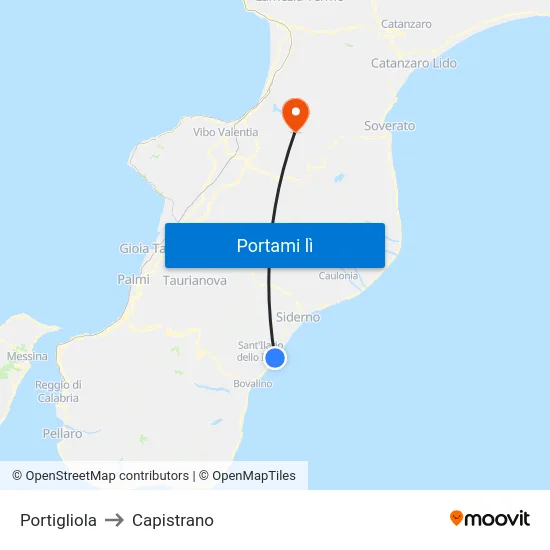 Portigliola to Capistrano map
