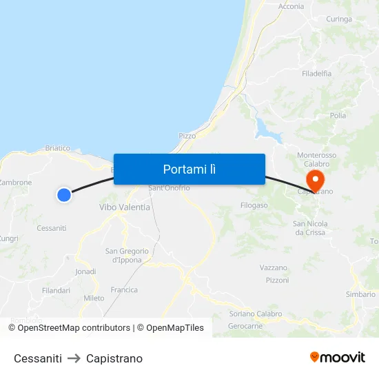 Cessaniti to Capistrano map