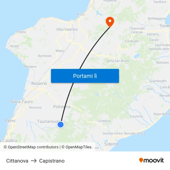 Cittanova to Capistrano map