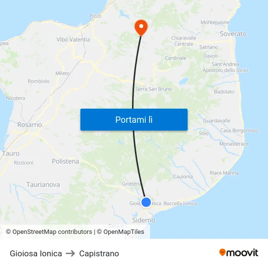 Gioiosa Ionica to Capistrano map