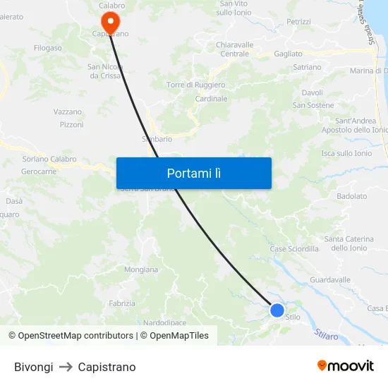 Bivongi to Capistrano map