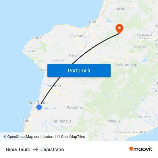 Gioia Tauro to Capistrano map