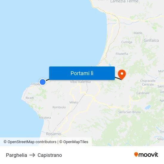 Parghelia to Capistrano map