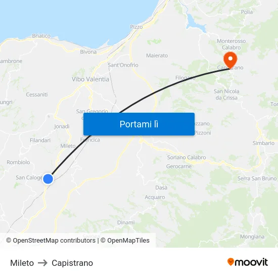 Mileto to Capistrano map