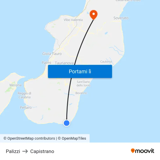 Palizzi to Capistrano map