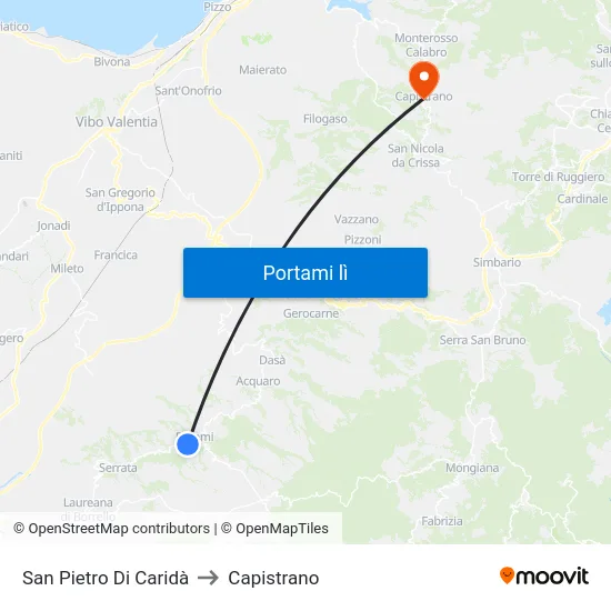 San Pietro Di Caridà to Capistrano map