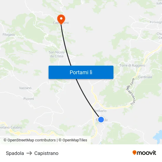 Spadola to Capistrano map