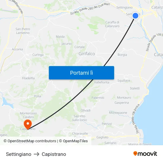 Settingiano to Capistrano map